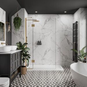 white marble wet wall panels